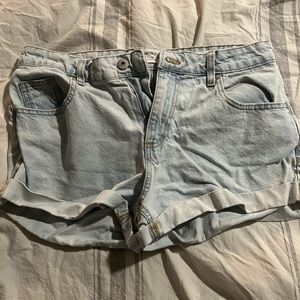 Light was denim shorts